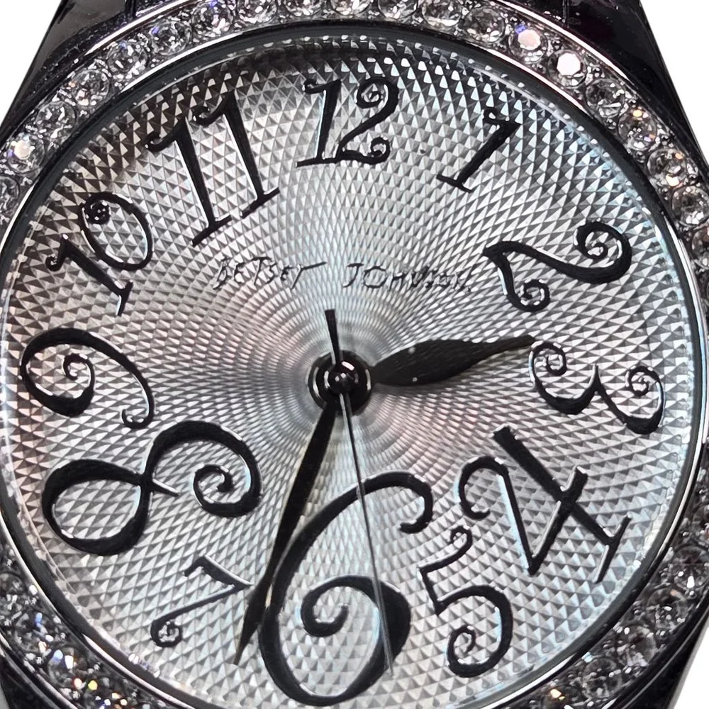 Betsey Johnson Women's Watch Silvertone with Crystal Accents Working Battery